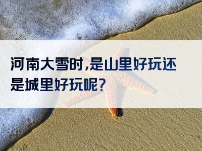河南大雪时，是山里好玩还是城里好玩呢？