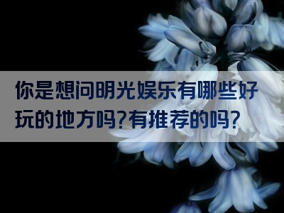 你是想问明光娱乐有哪些好玩的地方吗？有推荐的吗？