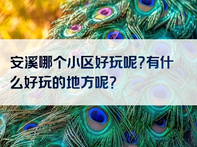 安溪哪个小区好玩呢？有什么好玩的地方呢？