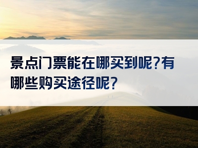 景点门票能在哪买到呢？有哪些购买途径呢？