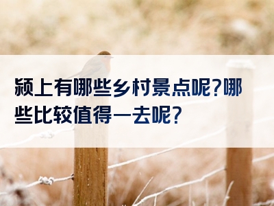 颍上有哪些乡村景点呢？哪些比较值得一去呢？