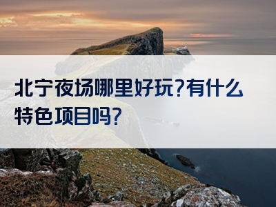 北宁夜场哪里好玩？有什么特色项目吗？