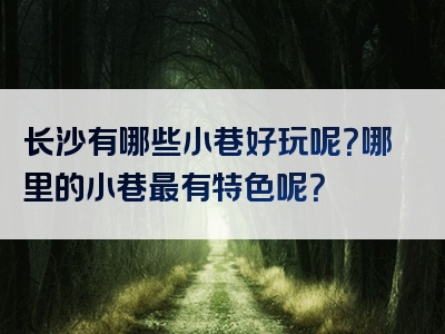 长沙有哪些小巷好玩呢？哪里的小巷最有特色呢？