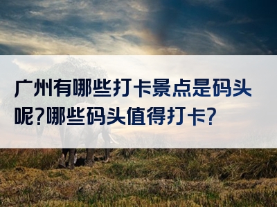 广州有哪些打卡景点是码头呢？哪些码头值得打卡？