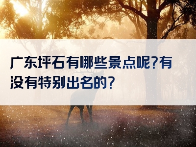 广东坪石有哪些景点呢？有没有特别出名的？