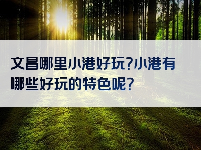 文昌哪里小港好玩？小港有哪些好玩的特色呢？