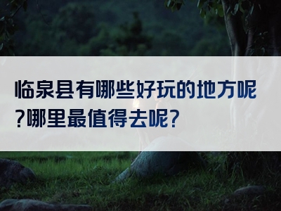 临泉县有哪些好玩的地方呢？哪里最值得去呢？