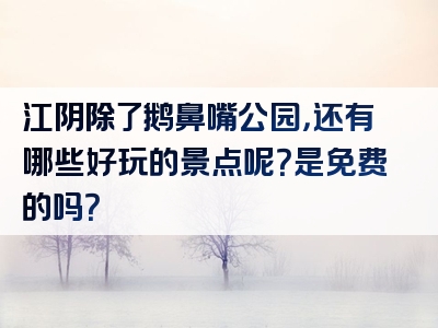 江阴除了鹅鼻嘴公园，还有哪些好玩的景点呢？是免费的吗？