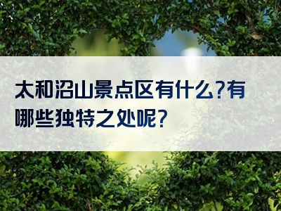 太和沼山景点区有什么？有哪些独特之处呢？