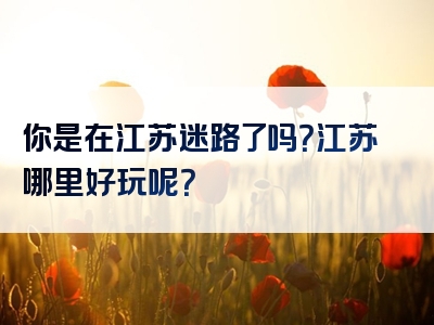 你是在江苏迷路了吗？江苏哪里好玩呢？