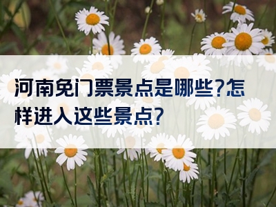 河南免门票景点是哪些？怎样进入这些景点？