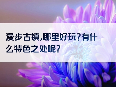 漫步古镇，哪里好玩？有什么特色之处呢？