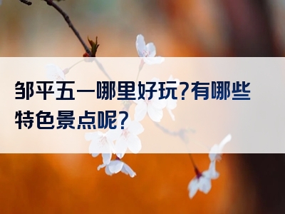 邹平五一哪里好玩？有哪些特色景点呢？