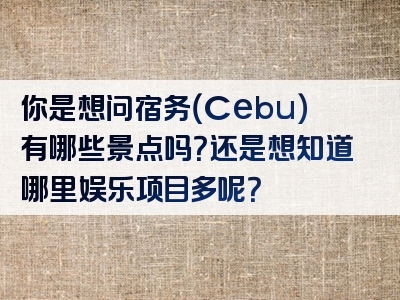 你是想问宿务（Cebu）有哪些景点吗？还是想知道哪里娱乐项目多呢？