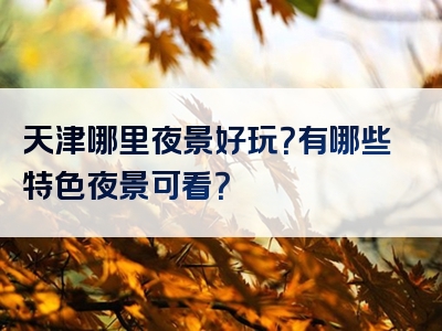 天津哪里夜景好玩？有哪些特色夜景可看？