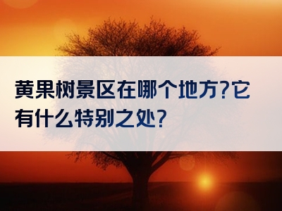 黄果树景区在哪个地方？它有什么特别之处？
