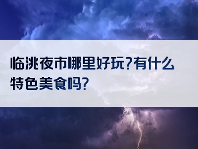 临洮夜市哪里好玩？有什么特色美食吗？