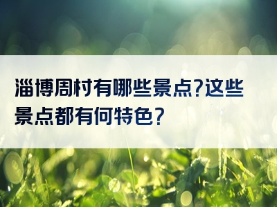 淄博周村有哪些景点？这些景点都有何特色？