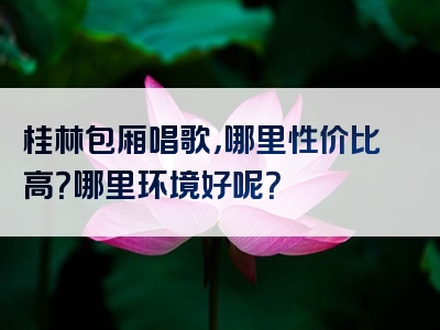 桂林包厢唱歌，哪里性价比高？哪里环境好呢？