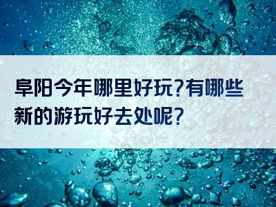 阜阳今年哪里好玩？有哪些新的游玩好去处呢？