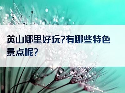 英山哪里好玩？有哪些特色景点呢？