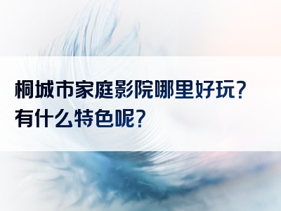 桐城市家庭影院哪里好玩？有什么特色呢？