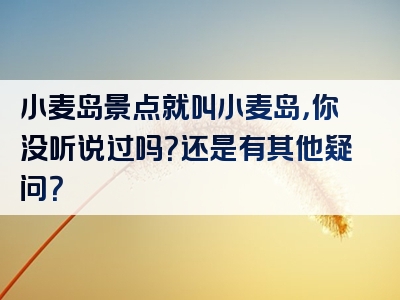 小麦岛景点就叫小麦岛，你没听说过吗？还是有其他疑问？
