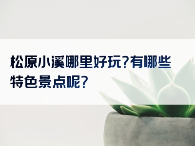 松原小溪哪里好玩？有哪些特色景点呢？