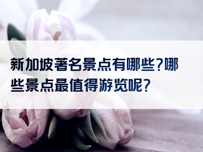 新加坡著名景点有哪些？哪些景点最值得游览呢？