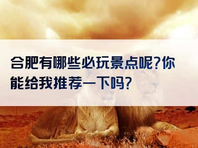 合肥有哪些必玩景点呢？你能给我推荐一下吗？