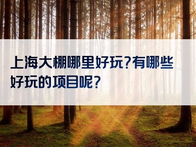 上海大棚哪里好玩？有哪些好玩的项目呢？