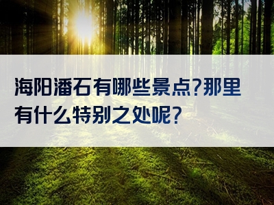 海阳潘石有哪些景点？那里有什么特别之处呢？