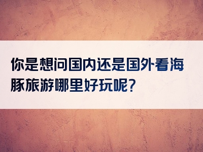 你是想问国内还是国外看海豚旅游哪里好玩呢？