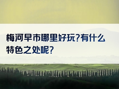 梅河早市哪里好玩？有什么特色之处呢？