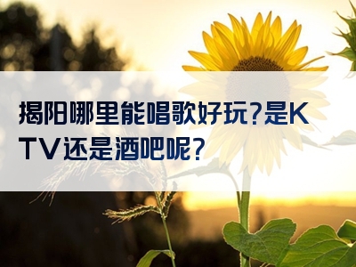 揭阳哪里能唱歌好玩？是KTV还是酒吧呢？