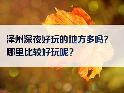 泽州深夜好玩的地方多吗？哪里比较好玩呢？