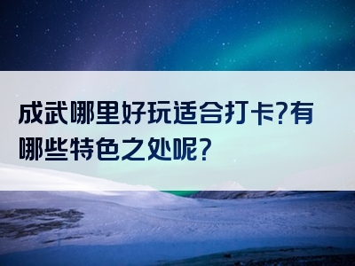成武哪里好玩适合打卡？有哪些特色之处呢？