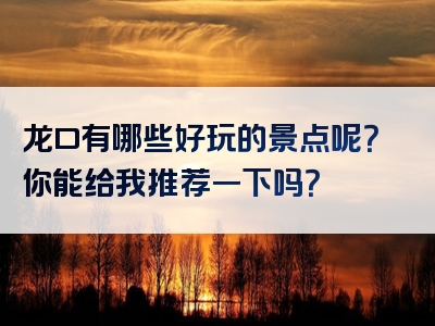 龙口有哪些好玩的景点呢？你能给我推荐一下吗？