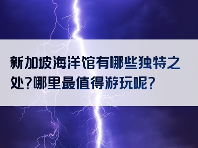 新加坡海洋馆有哪些独特之处？哪里最值得游玩呢？