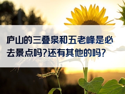 庐山的三叠泉和五老峰是必去景点吗？还有其他的吗？