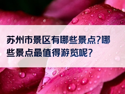 苏州市景区有哪些景点？哪些景点最值得游览呢？