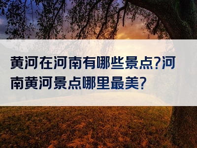黄河在河南有哪些景点？河南黄河景点哪里最美？