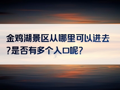 金鸡湖景区从哪里可以进去？是否有多个入口呢？
