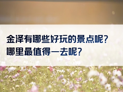 金泽有哪些好玩的景点呢？哪里最值得一去呢？