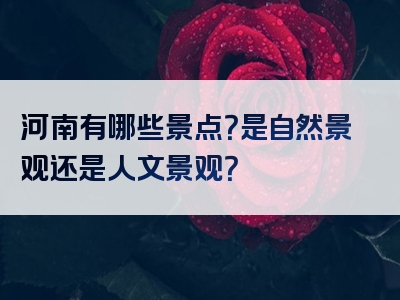河南有哪些景点？是自然景观还是人文景观？