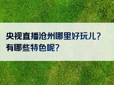 央视直播沧州哪里好玩儿？有哪些特色呢？