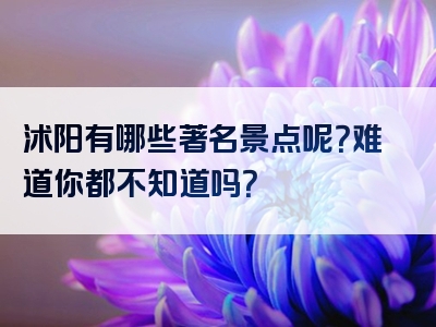 沭阳有哪些著名景点呢？难道你都不知道吗？