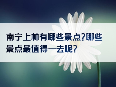 南宁上林有哪些景点？哪些景点最值得一去呢？