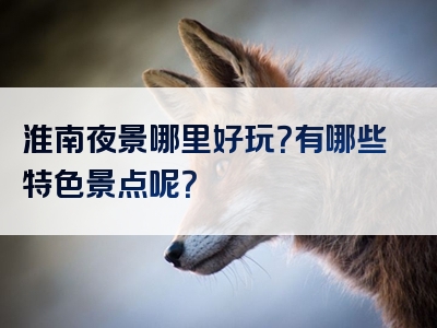 淮南夜景哪里好玩？有哪些特色景点呢？