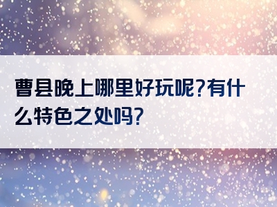 曹县晚上哪里好玩呢？有什么特色之处吗？